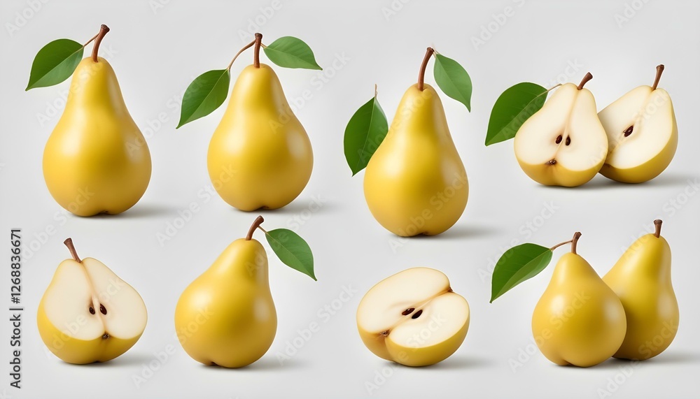 pear fruit set isolated on white background pear fruit set isolated on white background