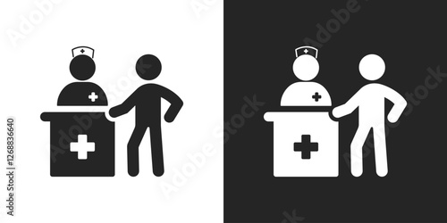 Hospitalization patient black and white icon vector design