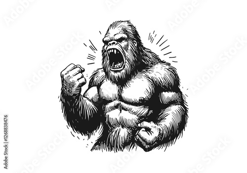 bigfoot hand drawn sketch vector