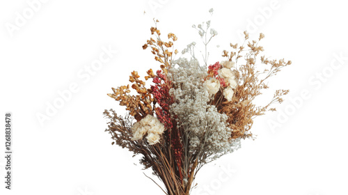 Bouquet of dried flowers with transparent background for easy integration
