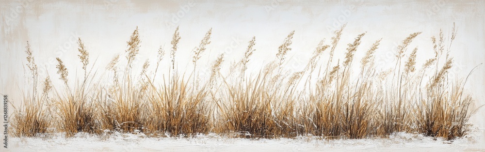 Fototapeta premium Golden brown grass texture displays natural beauty in a serene landscape under soft light