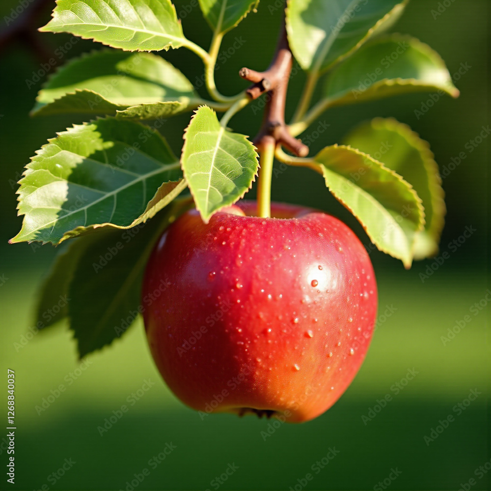 Red apples hanging on branch. Red apples hanging on branch.