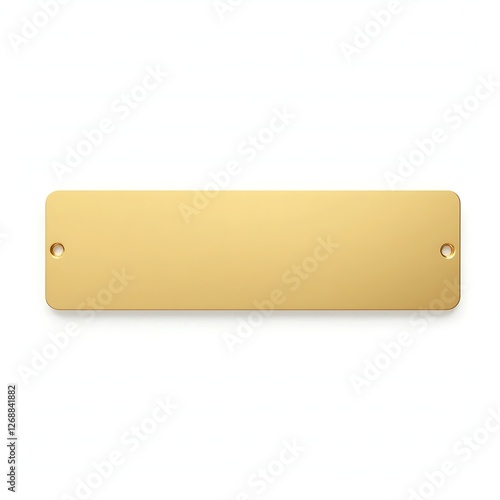Blank gold metal name tag or nameplate isolated on white background