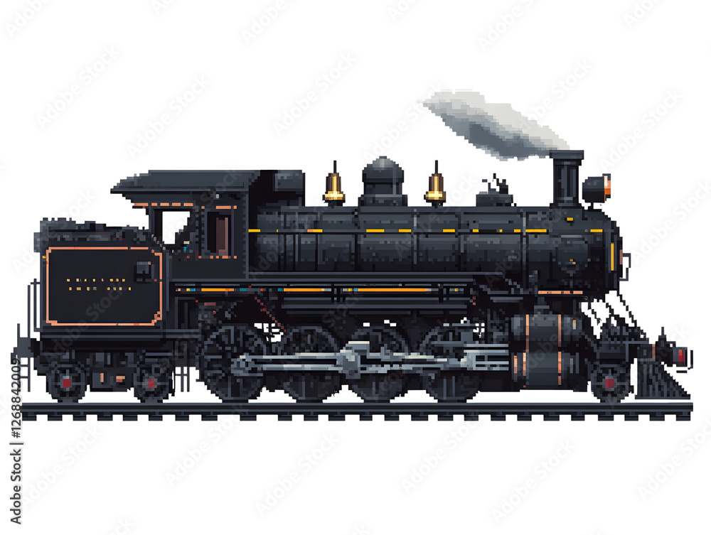 Fototapeta premium Classic Steam Locomotive in Pixel Art Style for Vintage Transport Design