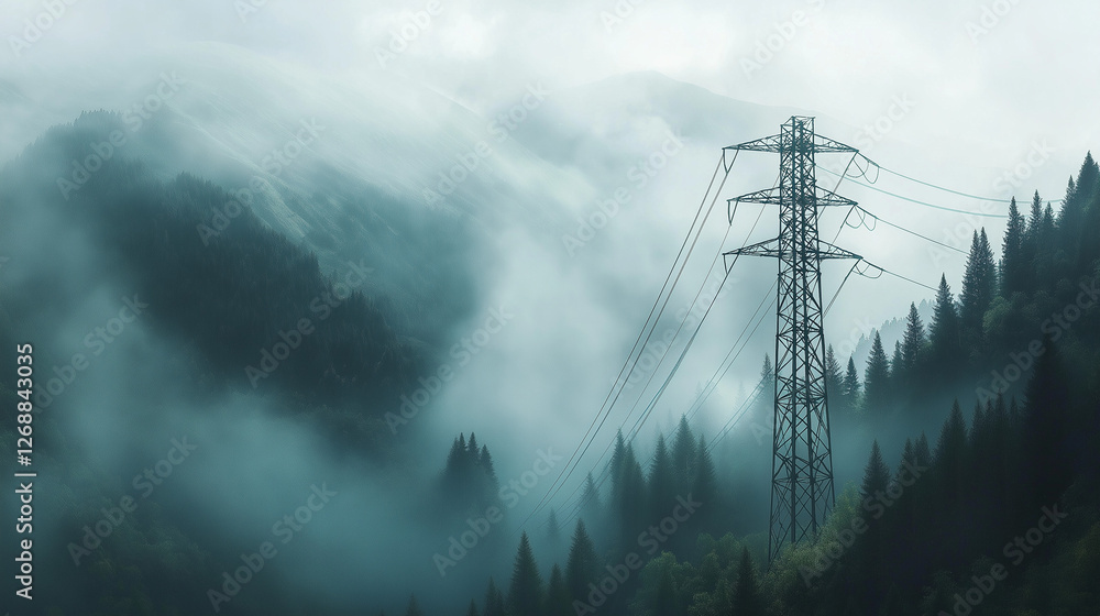 Electricity_transmission_tower_among_misty_mountains