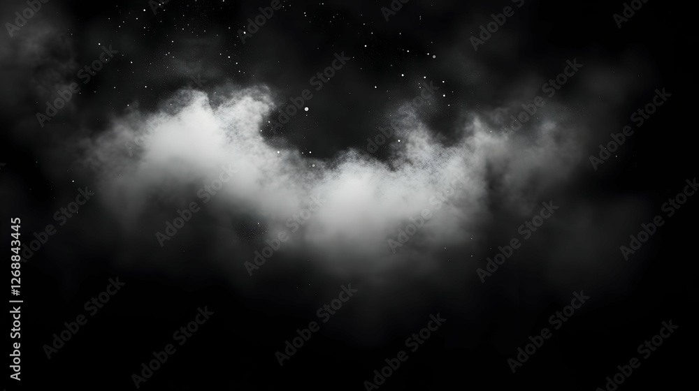 Night sky, misty bat silhouette. Background stars, cosmic effect Night sky, misty bat silhouette. Background stars, cosmic effect