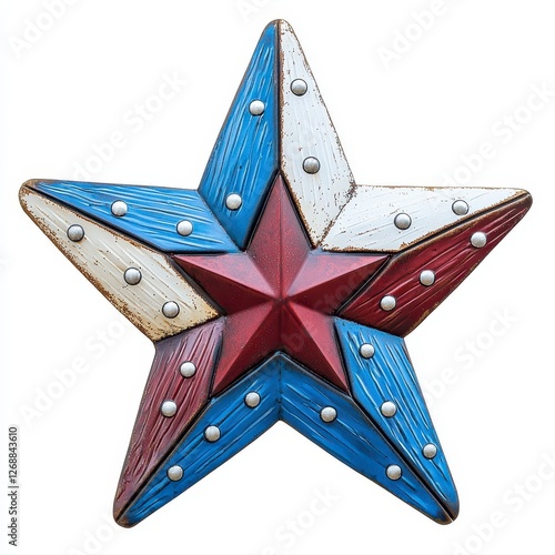 Rustic metal stars in red white and blue for vintage patriotic home decor photo