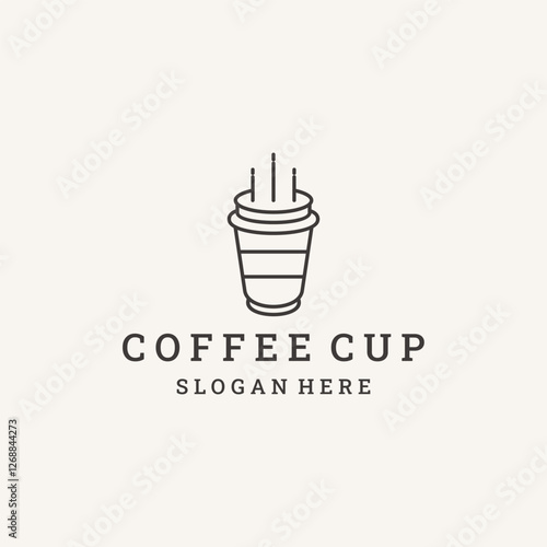Simple Coffee Logo Design. Coffee Cup with Abstract