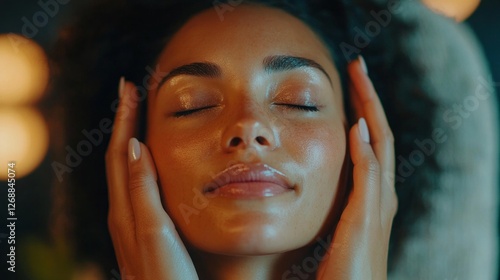 Expert hands gently work to release tension in a relaxed woman's shoulders and neck, creating a tranquil atmosphere filled with soft lighting and calming scents