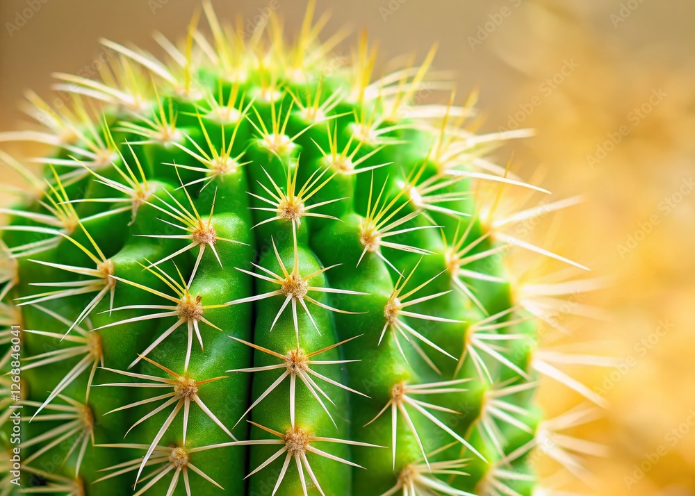Close-up Green Cactus with Sharp Spines - Minimalist Nature Stock Photo Close-up Green Cactus with Sharp Spines - Minimalist Nature Stock Photo