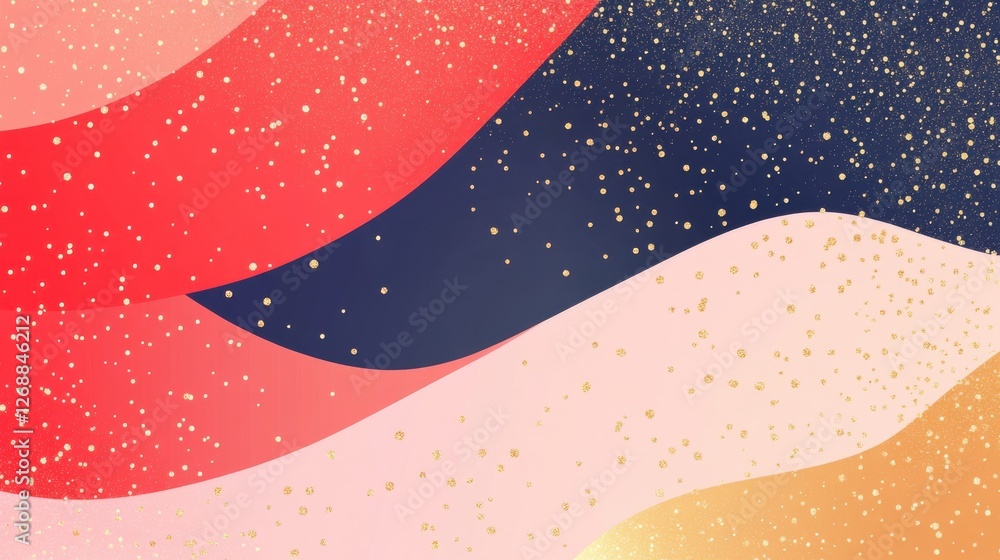 Fototapeta premium Elegant Gradient Background Design Featuring Gold Sparkles, Modern Art, Digital Creation, Bright Colors, Abstract Concept