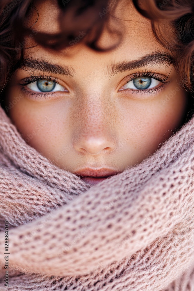 Elegant woman wrapped in dusty mauve shawl with soft curls and dreamy lighting, creating a vintage-inspired portrait full of mystery and charm Elegant woman wrapped in dusty mauve shawl with soft curls and dreamy lighting, creating a vintage-inspired portrait full of mystery and charm