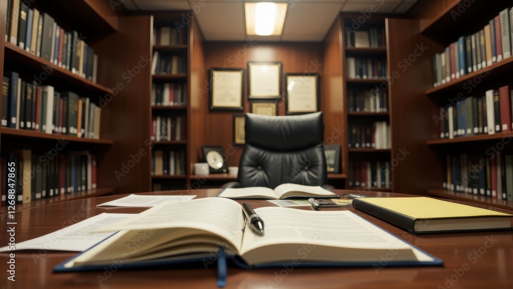 Fototapeta premium Admission team, Academic office with table documents diary pens