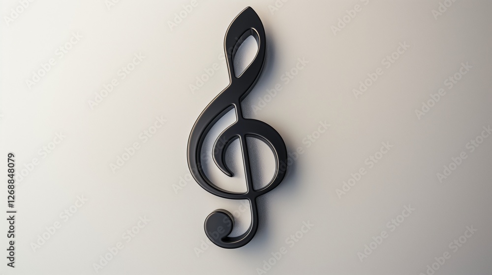 A single black treble clef symbol stands prominently against a clean white background. The HD image captures the sharp contrast and elegant curves of the musical notation. A single black treble clef symbol stands prominently against a clean white background. The HD image captures the sharp contrast and elegant curves of the musical notation.