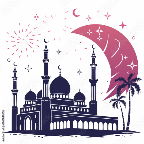 Eid Mubarak silhouette vector