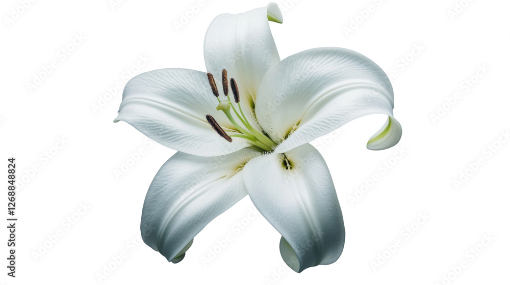 Fototapeta premium White madonna lily blooming on transparent background