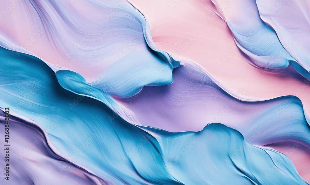 Obraz premium Abstract waves of pastel colors flowing together, creating a serene and calming background