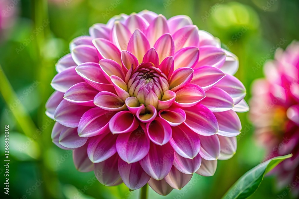 Close-Up Pink and White Flower in Lush Green Garden - Blooming Spring Beauty Close-Up Pink and White Flower in Lush Green Garden - Blooming Spring Beauty