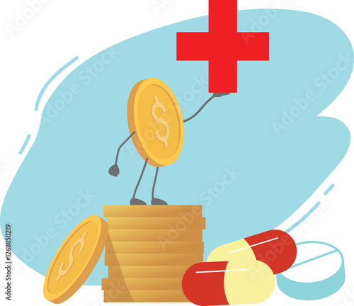 Vector infographics medical insurance. Paid medicine, health, insurance payment