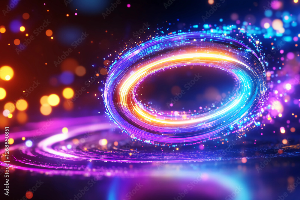 Spiral Data Vortex - Hypnotic swirling digital data in vivid colors like electric blue, violet, and orange, set in a dark digital environment with dynamic light trails Spiral Data Vortex - Hypnotic swirling digital data in vivid colors like electric blue, violet, and orange, set in a dark digital environment with dynamic light trails