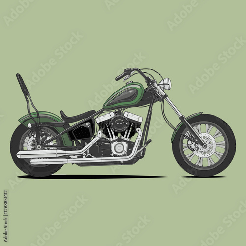 ector art motorcycle on a plain green background