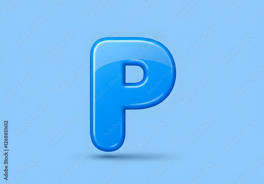 Isolated Blue Letter P Illustration with Glossy Finish on Light Background Isolated Blue Letter P Illustration with Glossy Finish on Light Background