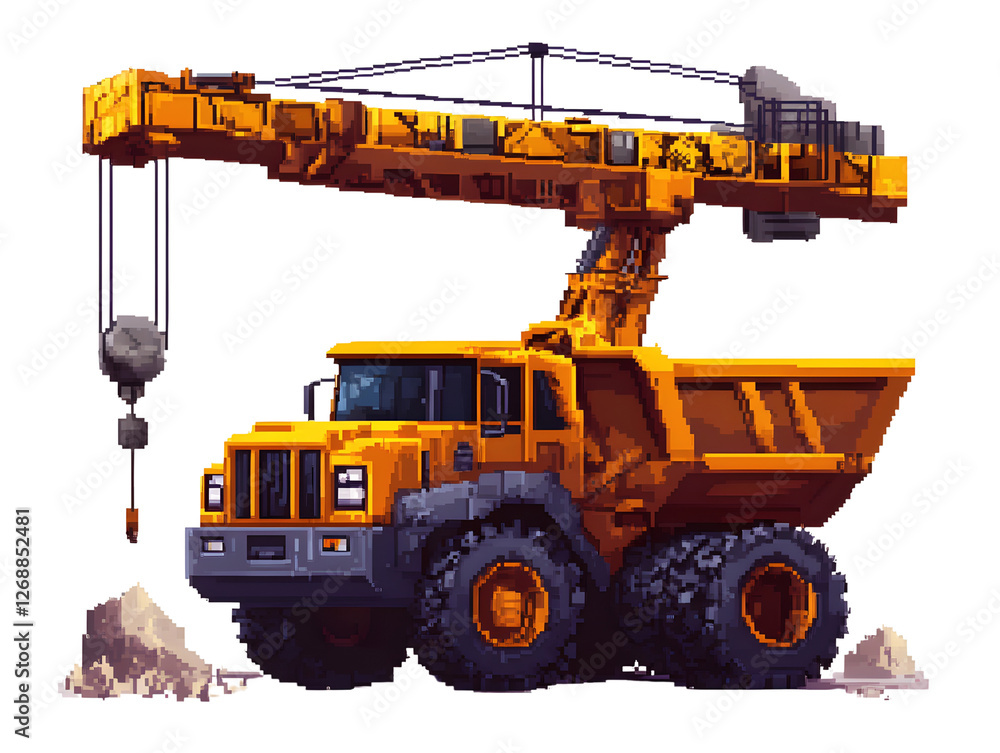 Heavy Construction Vehicle with Crane for Mining and Excavation Work Heavy Construction Vehicle with Crane for Mining and Excavation Work