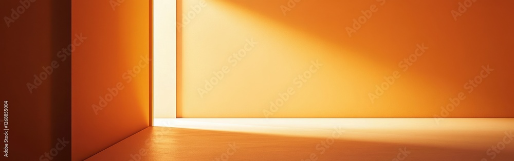 Minimalist monochromatic setting with muted orange tones highlighting natural light at a late afternoon hour Minimalist monochromatic setting with muted orange tones highlighting natural light at a late afternoon hour