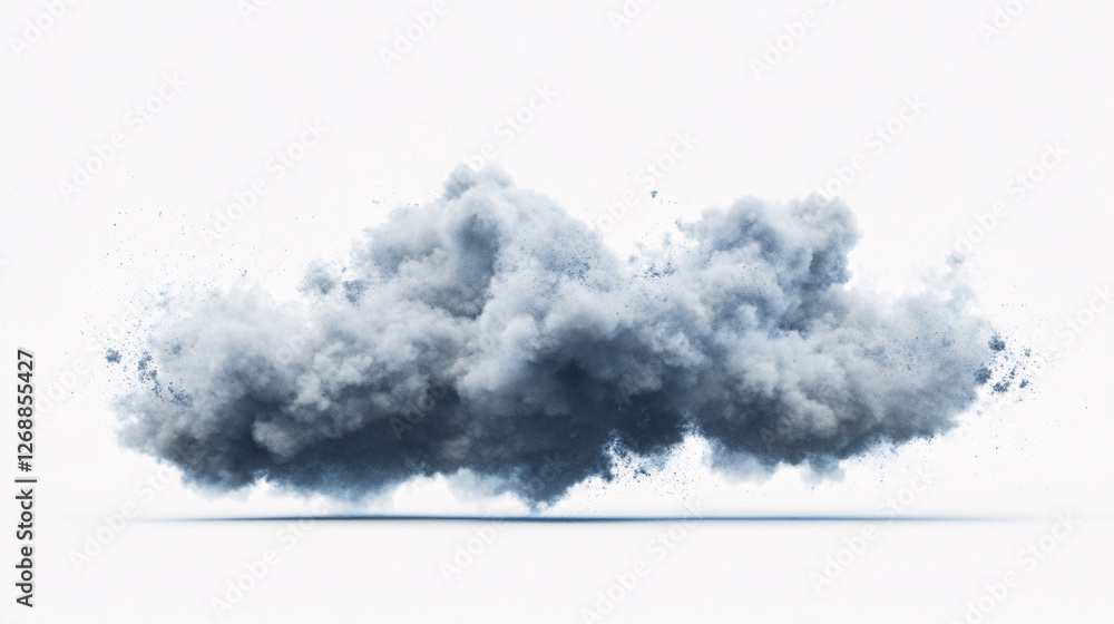 dramatic gray storm cloud isolated on white background for weather or nature design