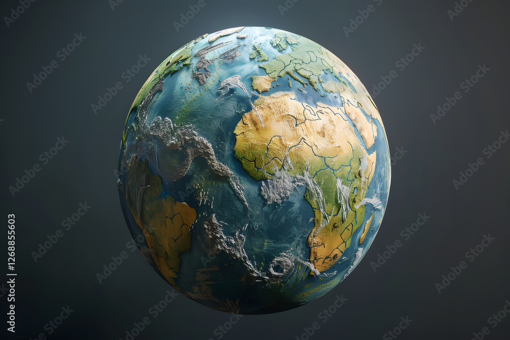 Fototapeta premium Realistic earth globe isolated on dark background
