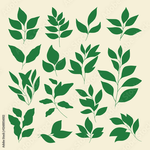 Set of branch and leaves vector