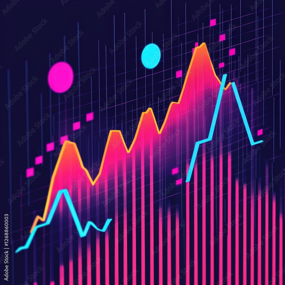 Abstract Colorful Financial Chart with Trend Lines and Data Points Abstract Colorful Financial Chart with Trend Lines and Data Points