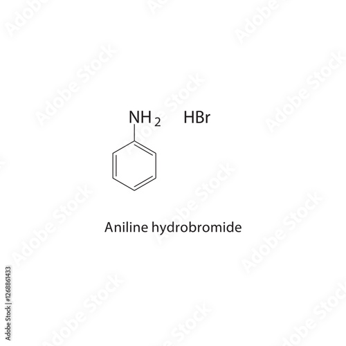 Aniline hydrobromide skeletal structure.Aromatic amine salt compound schematic illustration. Simple diagram, chemical formula.