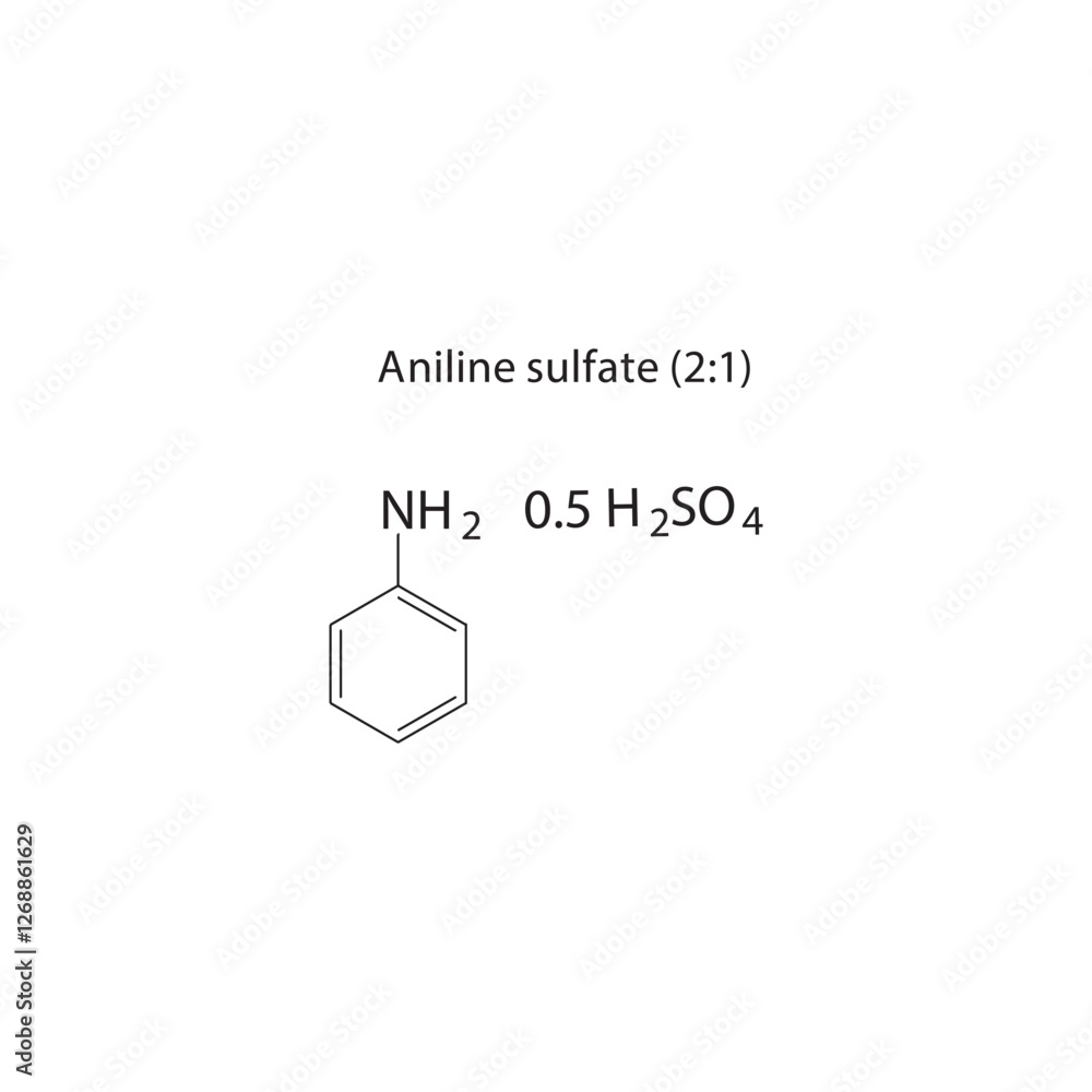Aniline sulfate skeletal structure.Aromatic amine salt compound schematic illustration. Simple diagram, chemical formula. Aniline sulfate skeletal structure.Aromatic amine salt compound schematic illustration. Simple diagram, chemical formula.