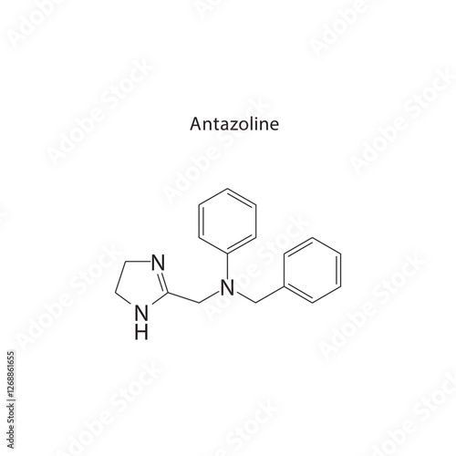 Antazoline skeletal structure.Antihistamine compound schematic illustration. Simple diagram, chemical formula.