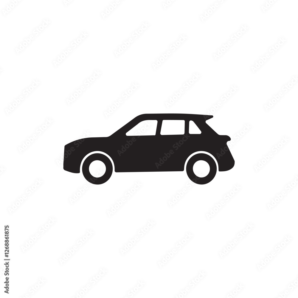 black silhouettes Car icon design isolated on white background. car left view design black silhouettes Car icon design isolated on white background. car left view design
