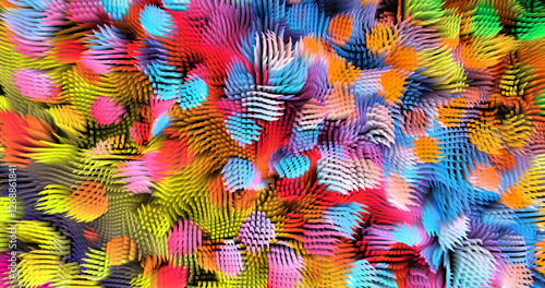 Colorful abstract texture created with Gradient flow and 3D structure imitate the movement of liquid or wind. Vibrant colors, volumetric waves and digital noise create a sense of depth and dynamics. I