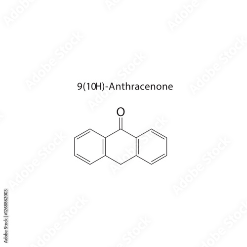 9(10H)-Anthracenone skeletal structure.Anthraquinone compound schematic illustration. Simple diagram, chemical formula.