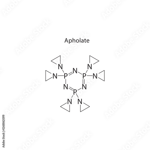 Apholate skeletal structure.Alkylating agent compound schematic illustration. Simple diagram, chemical formula.