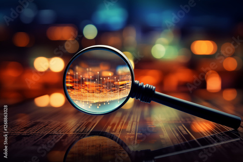 Magnifying glass in 2025 to look at the economy and progress that is coming of technology in the future world generative ai