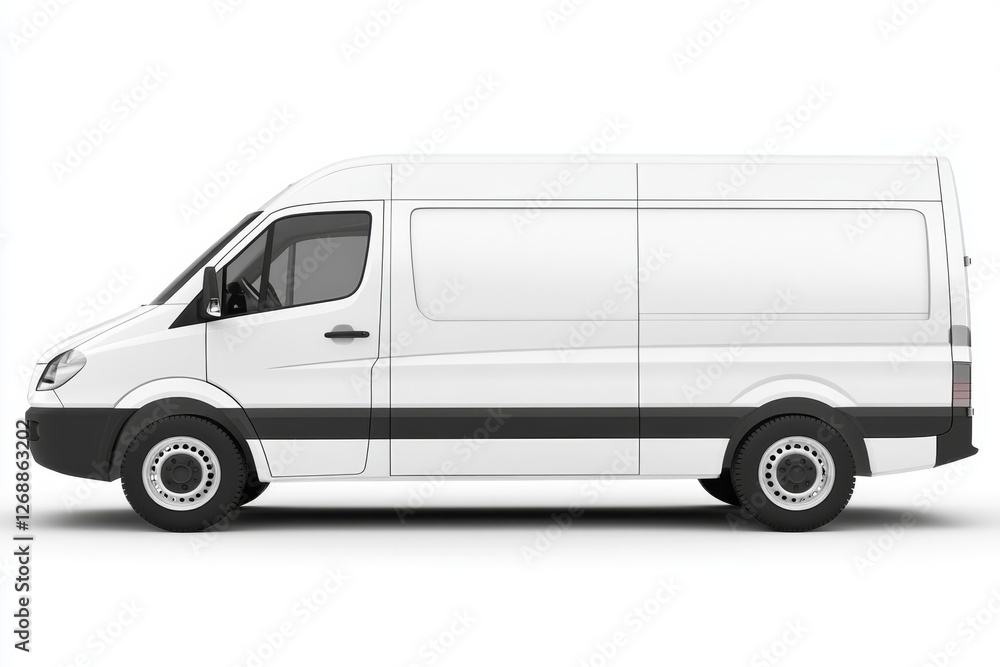 White delivery van, side view, studio, blank, transport (3) White delivery van, side view, studio, blank, transport (3)