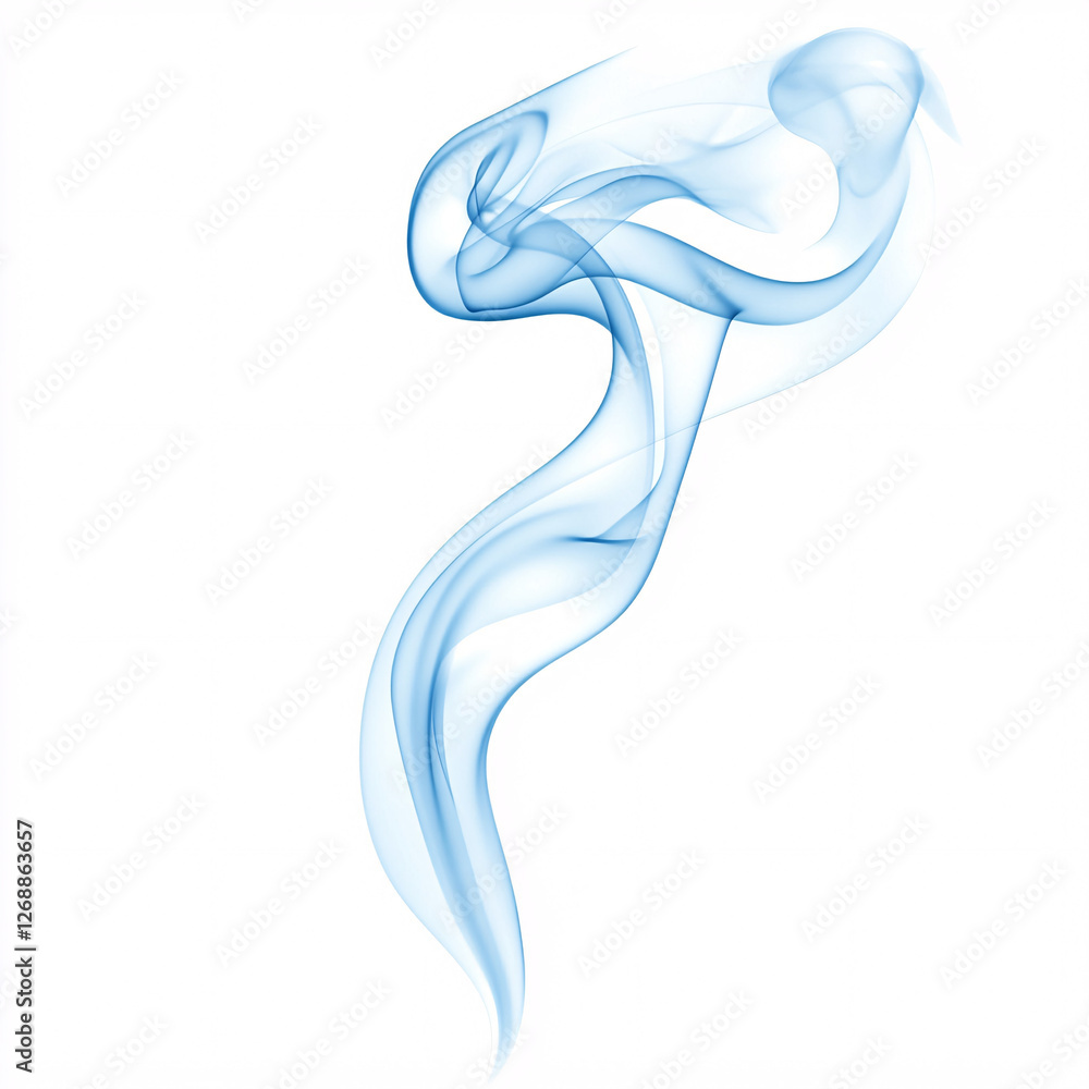 abstract blue smoke swirl design on white background abstract blue smoke swirl design on white background