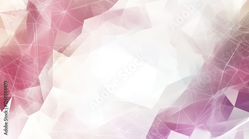 Abstract polygonal shapes, soft pink and white tones, digital art background photo