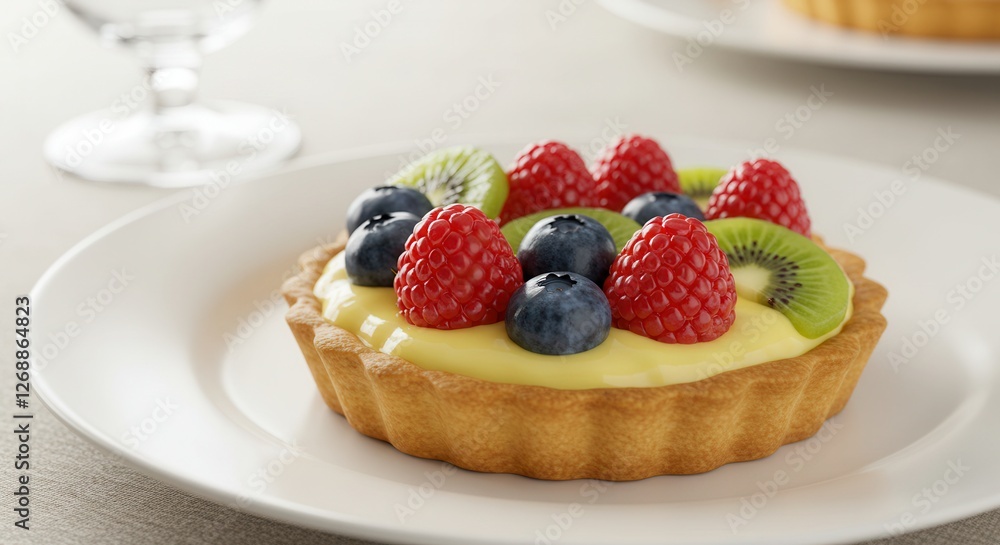 Delicious Fruit Tart with Fresh Berries and Custard Cream Filling Delicious Fruit Tart with Fresh Berries and Custard Cream Filling