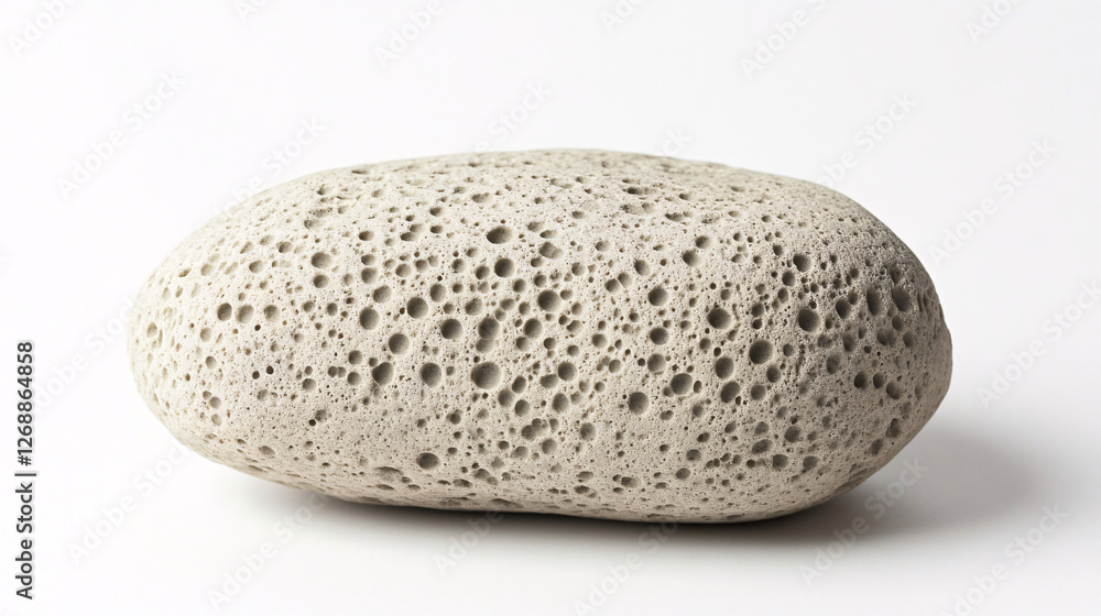 closeup of a gray pumice stone with many pores on a white background closeup of a gray pumice stone with many pores on a white background