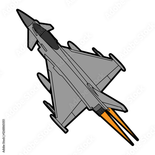 European Fighter Jet Typhoon Afterburner Climb Vector Design