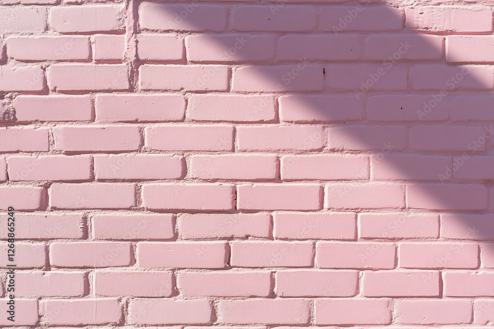 Obraz premium Pink brick wall with shadows background pattern, for use as wallpaper or texture