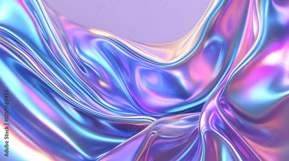 Iridescent fabric swirls, abstract background, digital art, design element Iridescent fabric swirls, abstract background, digital art, design element
