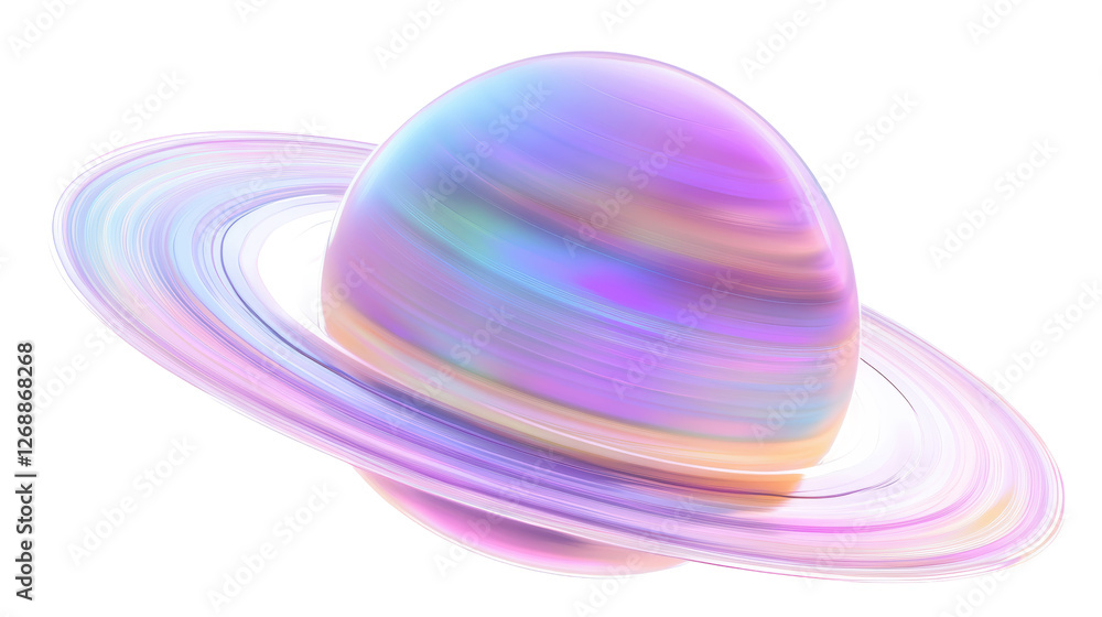 Isolated Luminous Pastel Saturn With Smooth Flowing Rings Isolated Luminous Pastel Saturn With Smooth Flowing Rings