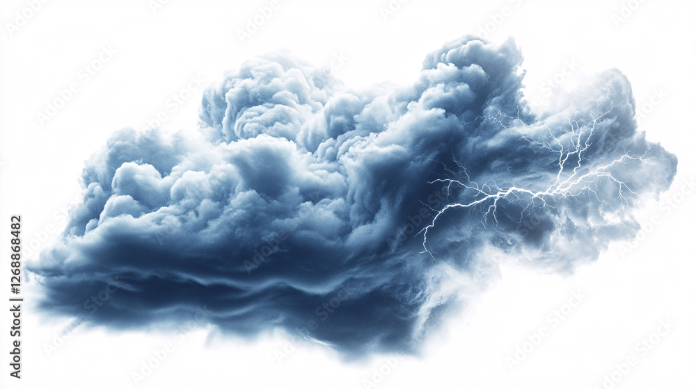 Naklejka premium dramatic dark storm clouds with lightning bolts white background